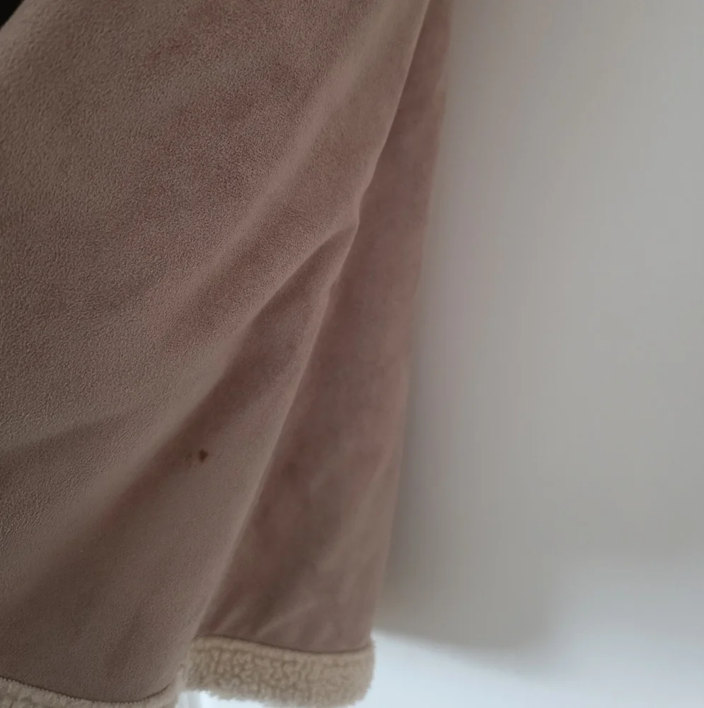 Y2k Utex Design Faux Suede Sherpa Lined Coat Womens XL Cream Tan Western Chic